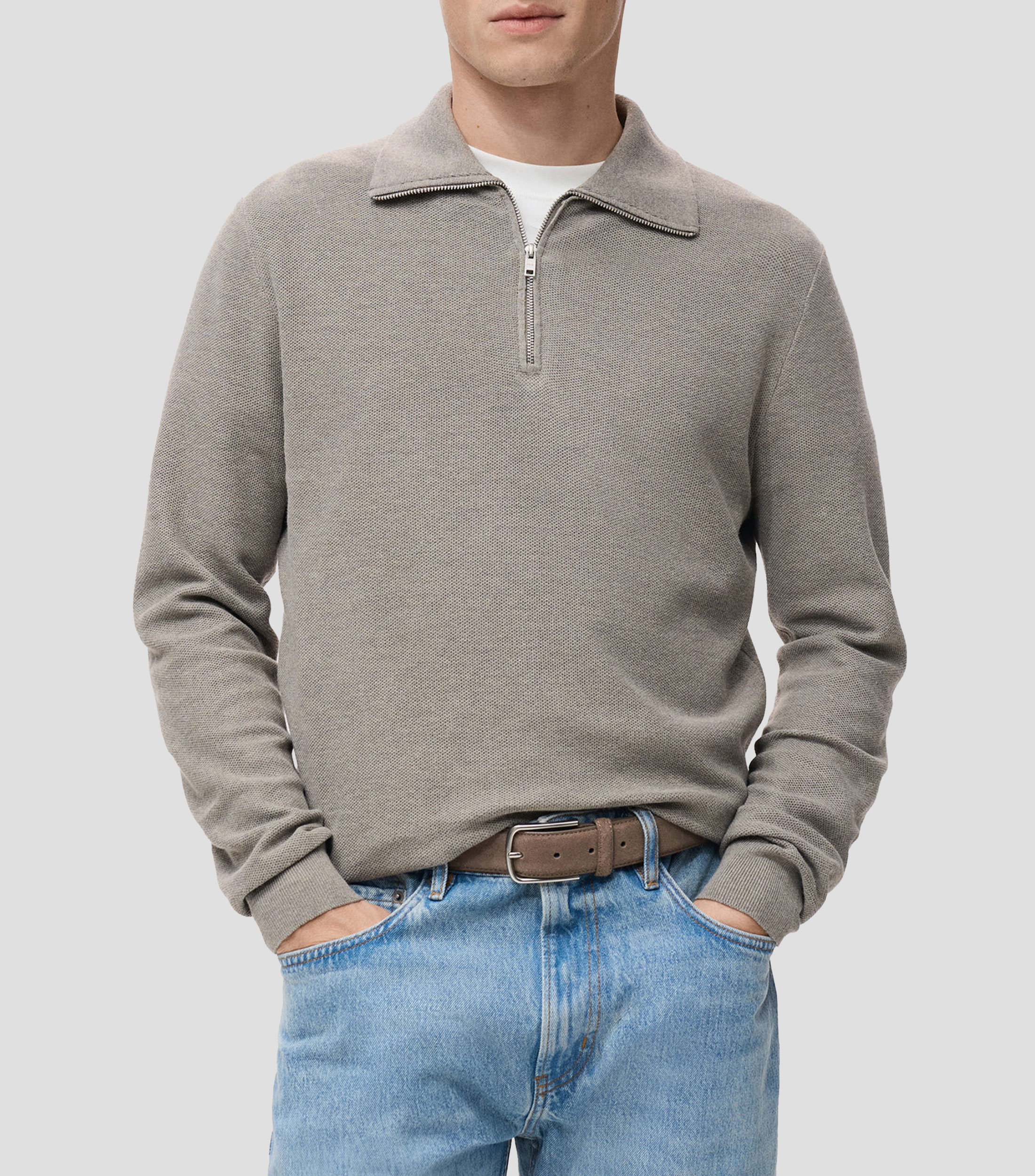 Suéter cuello camisero Hombre